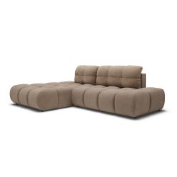 Canapé d'angle gauche convertible ALMERA 4 places tissu taupe
