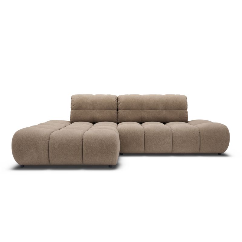 Canapé d'angle gauche convertible ALMERA 4 places tissu taupe