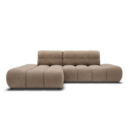 Canapé d'angle gauche convertible ALMERA 4 places tissu taupe