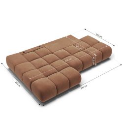 Canapé d'angle gauche convertible ALMERA 4 places tissu terracotta