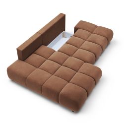 Canapé d'angle gauche convertible ALMERA 4 places tissu terracotta