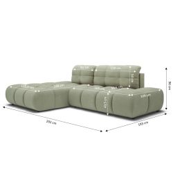 Canapé d'angle gauche convertible ALMERA 4 places tissu vert