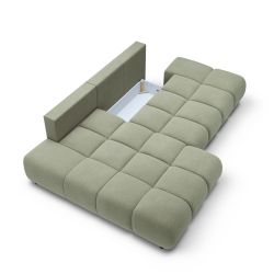 Canapé d'angle gauche convertible ALMERA 4 places tissu vert