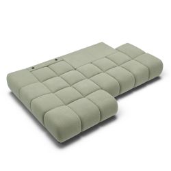 Canapé d'angle gauche convertible ALMERA 4 places tissu vert