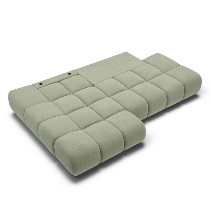Canapé d'angle gauche convertible ALMERA 4 places tissu vert