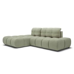 Canapé d'angle gauche convertible ALMERA 4 places tissu vert
