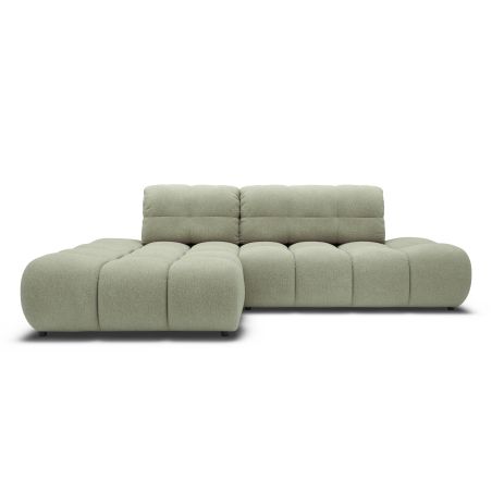 Canapé d'angle gauche convertible ALMERA 4 places tissu vert