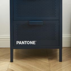 Table de chevet PANTONE métal bleu nuit double tiroirs 40cm