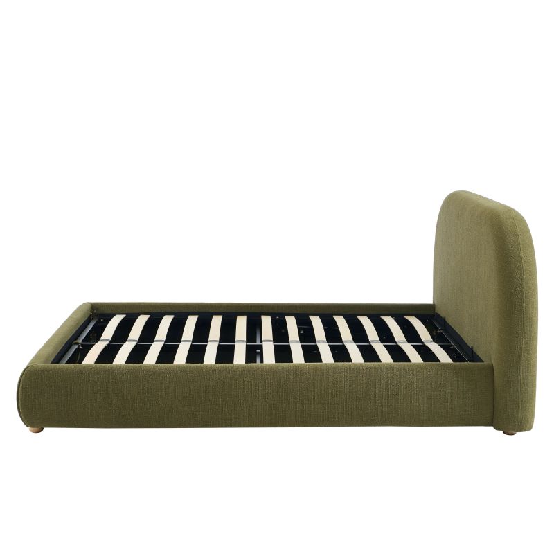 Lit coffre JELLY 140x190 tissu bouclette vert sommier inclus