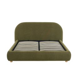 Lit coffre JELLY 140x190 tissu bouclette vert sommier inclus