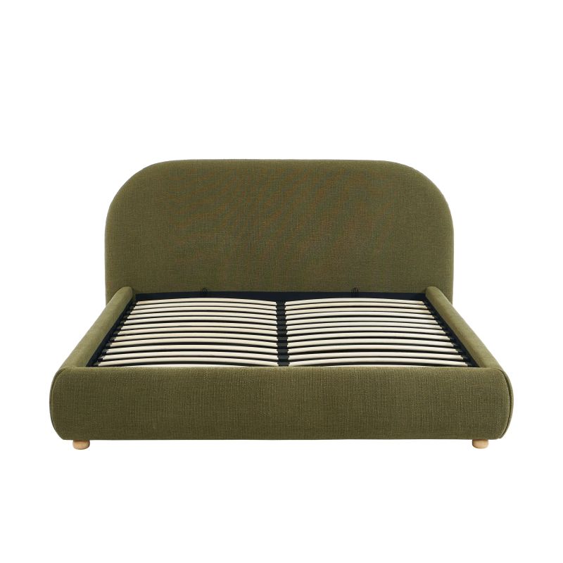 Lit coffre JELLY 140x190 tissu bouclette vert sommier inclus