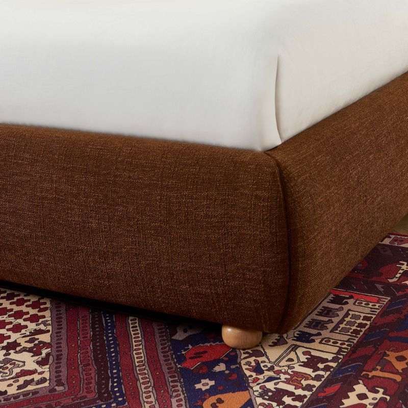 Lit coffre JELLY 140x190 tissu bouclette marron sommier inclus