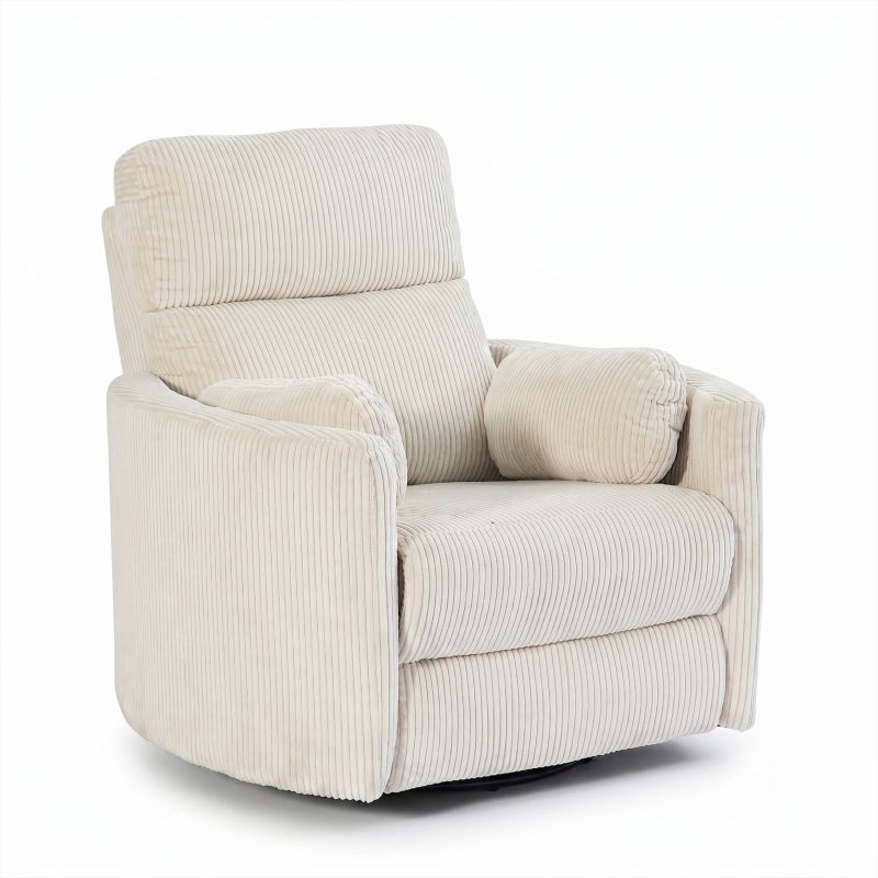 Fauteuil relax électrique pivotant ALCOR 1 place velours côtelé beige