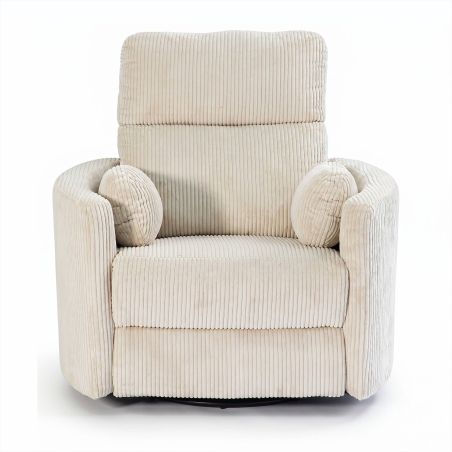 Fauteuil relax électrique pivotant ALCOR 1 place velours côtelé beige