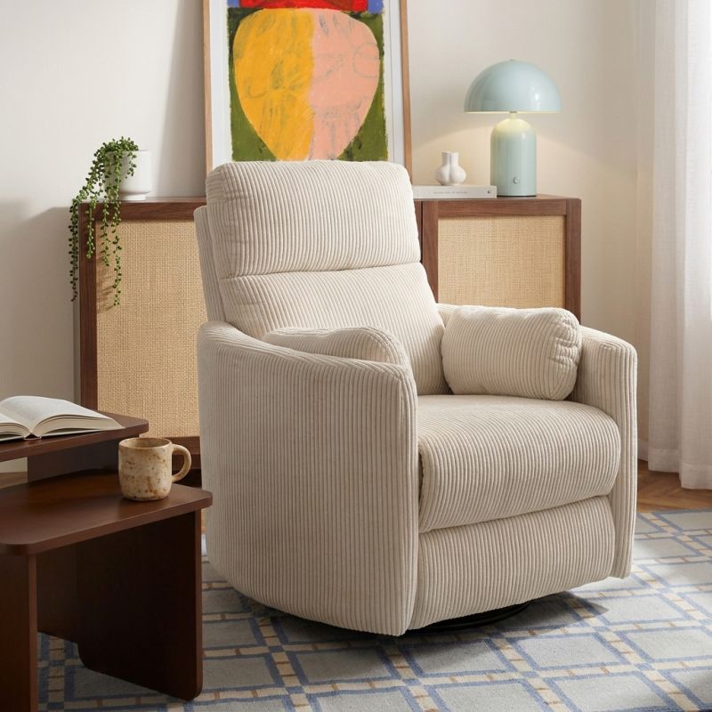 Fauteuil relax électrique pivotant ALCOR 1 place velours côtelé beige