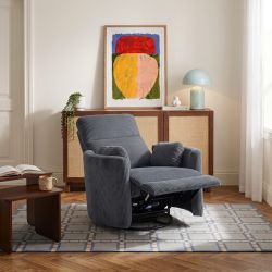 Fauteuil relax électrique pivotant ALCOR 1 place velours côtelé gris