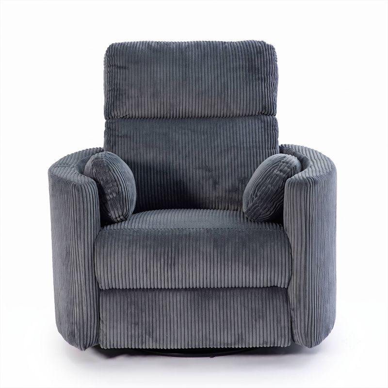 Fauteuil relax électrique pivotant ALCOR 1 place velours côtelé gris