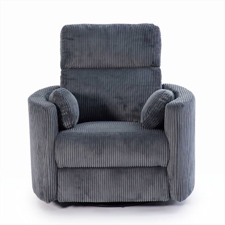 Fauteuil relax électrique pivotant ALCOR 1 place velours côtelé gris