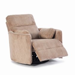 Fauteuil relax électrique pivotant ALCOR 1 place velours côtelé taupe