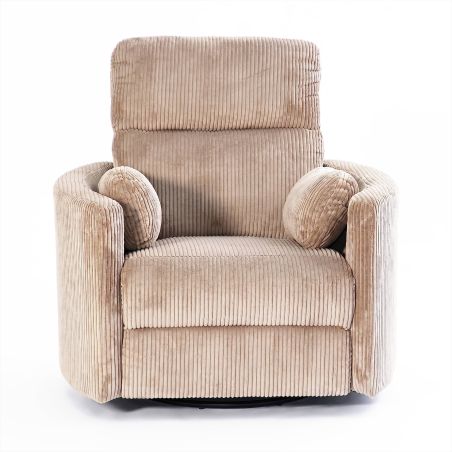 Fauteuil relax électrique pivotant ALCOR 1 place velours côtelé taupe