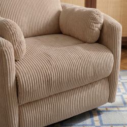 Fauteuil relax électrique pivotant ALCOR 1 place velours côtelé taupe