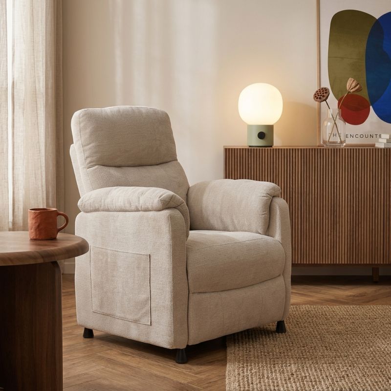 Fauteuil relax électrique PROCYON 1 place tissu beige