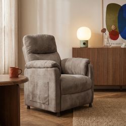 Fauteuil relax électrique PROCYON 1 place tissu marron