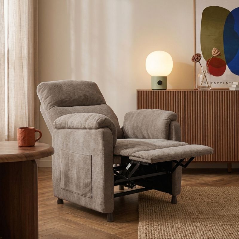 Fauteuil relax électrique PROCYON 1 place tissu marron