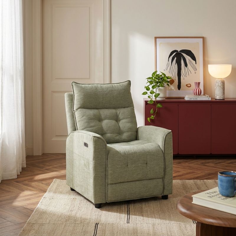 Fauteuil relax massant électrique EUPHOR 1 place tissu vert