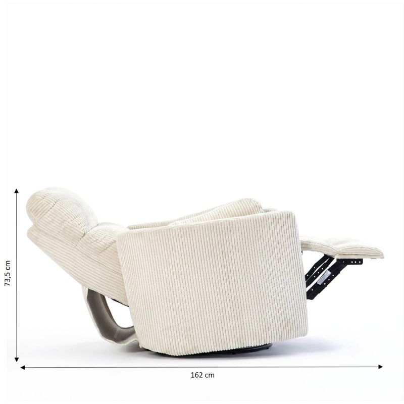 Fauteuil relax électrique pivotant ALCOR 1 place velours côtelé beige