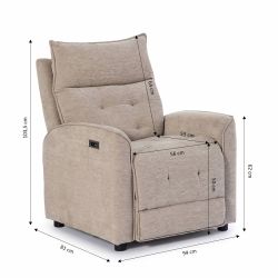 Fauteuil relax massant électrique EUPHOR 1 place tissu taupe