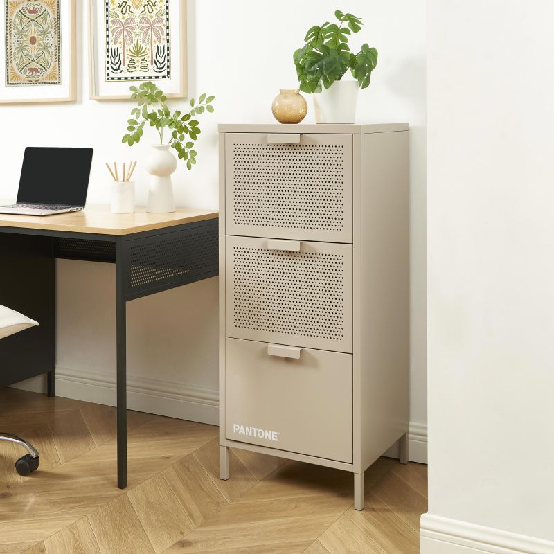 Caisson de bureau PANTONE métal taupe 3 tiroirs h105cm