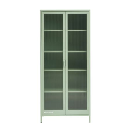 Vaisselier PANTONE en verre cannelé et métal vert amande h180cm