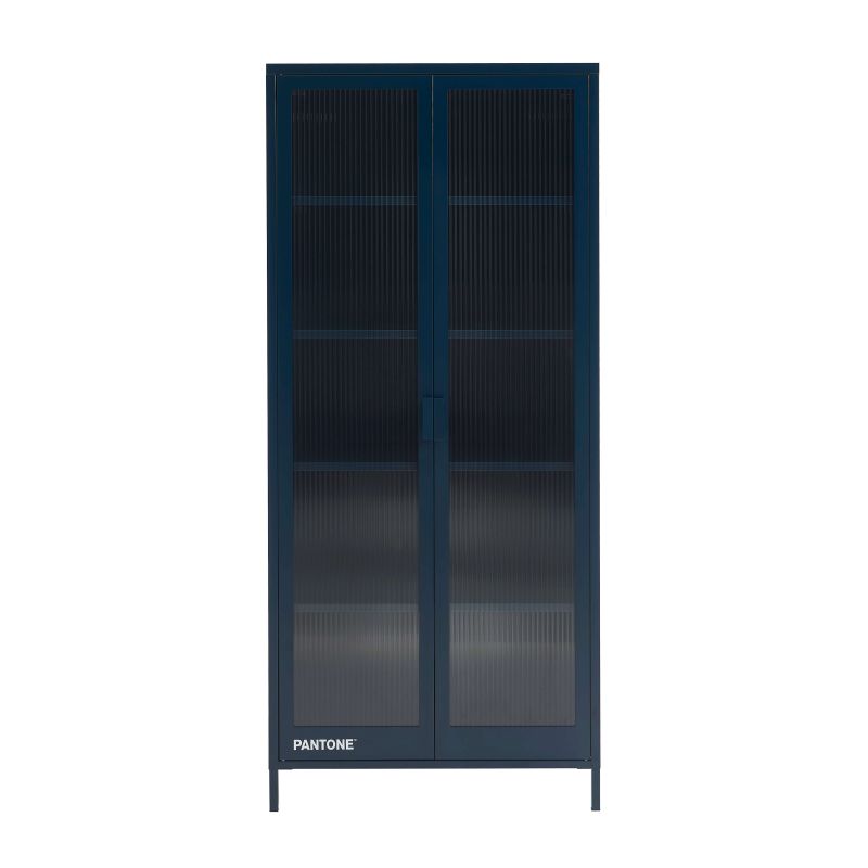 Vaisselier PANTONE en verre cannelé et métal bleu nuit h180cm