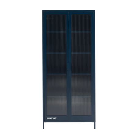 Vaisselier PANTONE en verre cannelé et métal bleu nuit h180cm