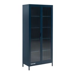 Vaisselier PANTONE en verre cannelé et métal bleu nuit h180cm