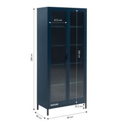 Vaisselier PANTONE en verre cannelé et métal bleu nuit h180cm