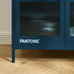 Vaisselier PANTONE en verre cannelé et métal bleu nuit h180cm