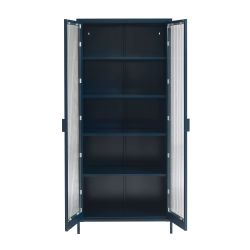 Vaisselier PANTONE en verre cannelé et métal bleu nuit h180cm