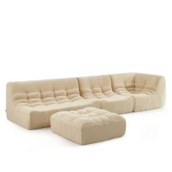 Canapé modulable JANIS 5 places velours beige