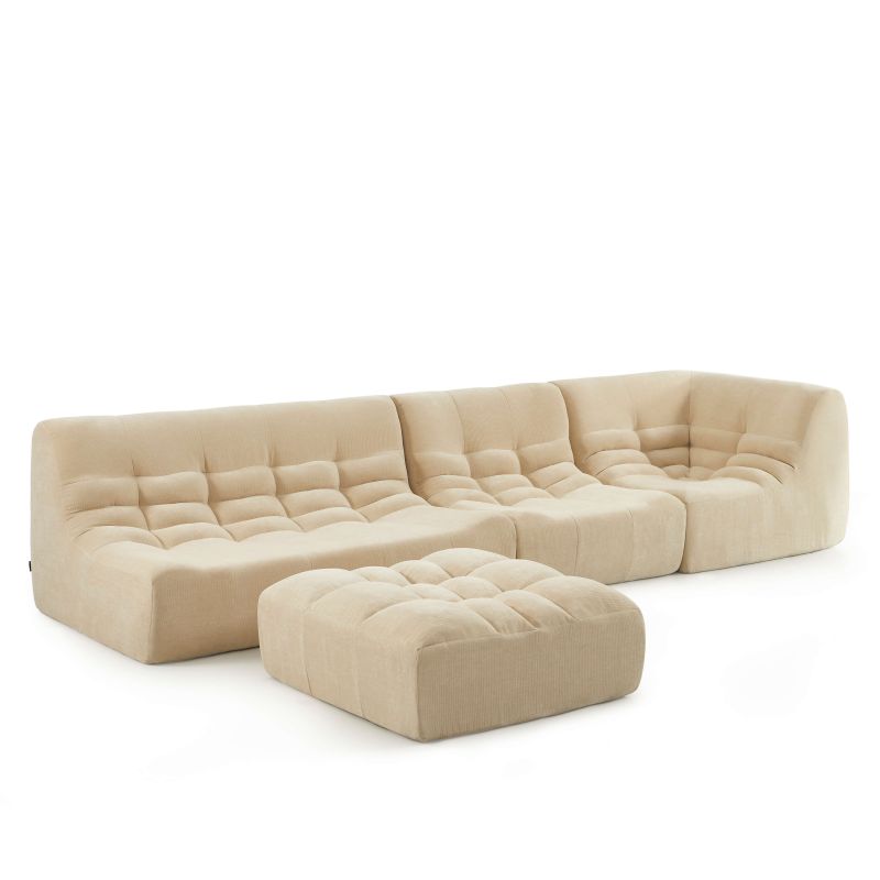 Canapé modulable JANIS 5 places velours beige