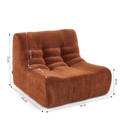 Canapé modulable JANIS 5 places velours terracotta