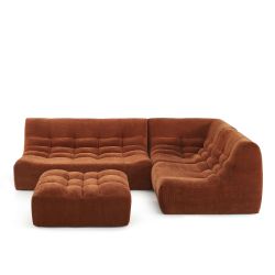 Canapé modulable JANIS 5 places velours terracotta