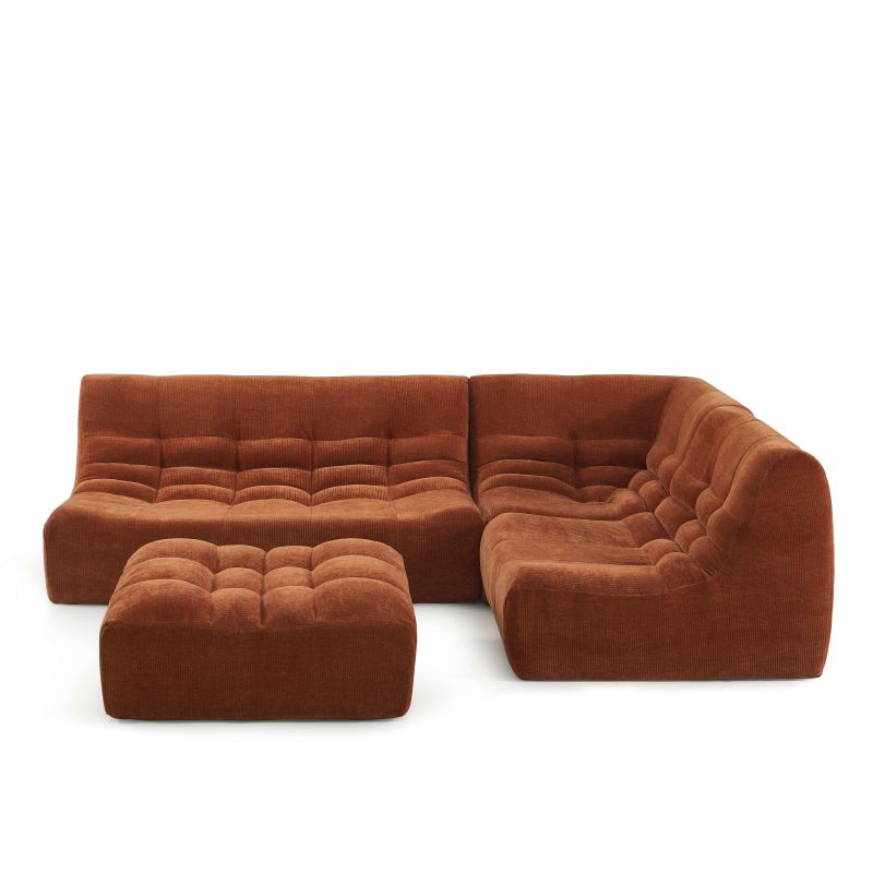 Canapé modulable JANIS 5 places velours terracotta