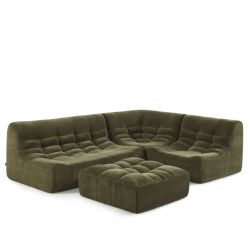 Canapé modulable JANIS 5 places velours vert