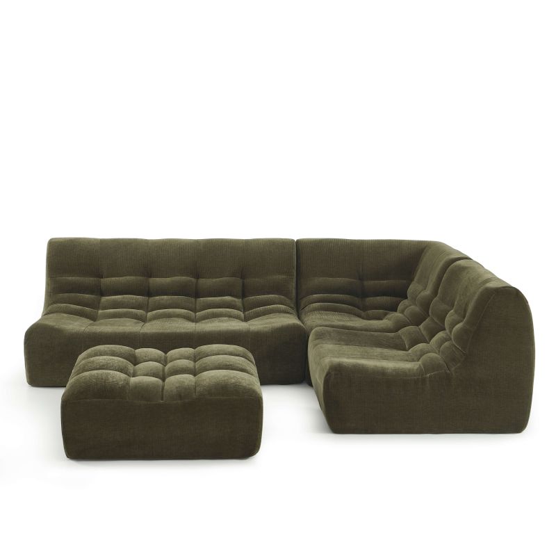 Canapé modulable JANIS 5 places velours vert