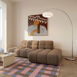 Canapé d'angle droit convertible ALMERA 4 places tissu taupe