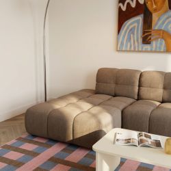 Canapé d'angle gauche convertible ALMERA 4 places tissu taupe