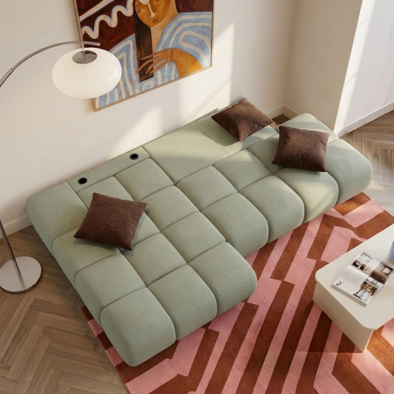 Canapé d'angle gauche convertible ALMERA 4 places tissu vert