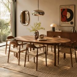 Lot de 6 chaises MARTIE chêne massif couleur noyer et corde